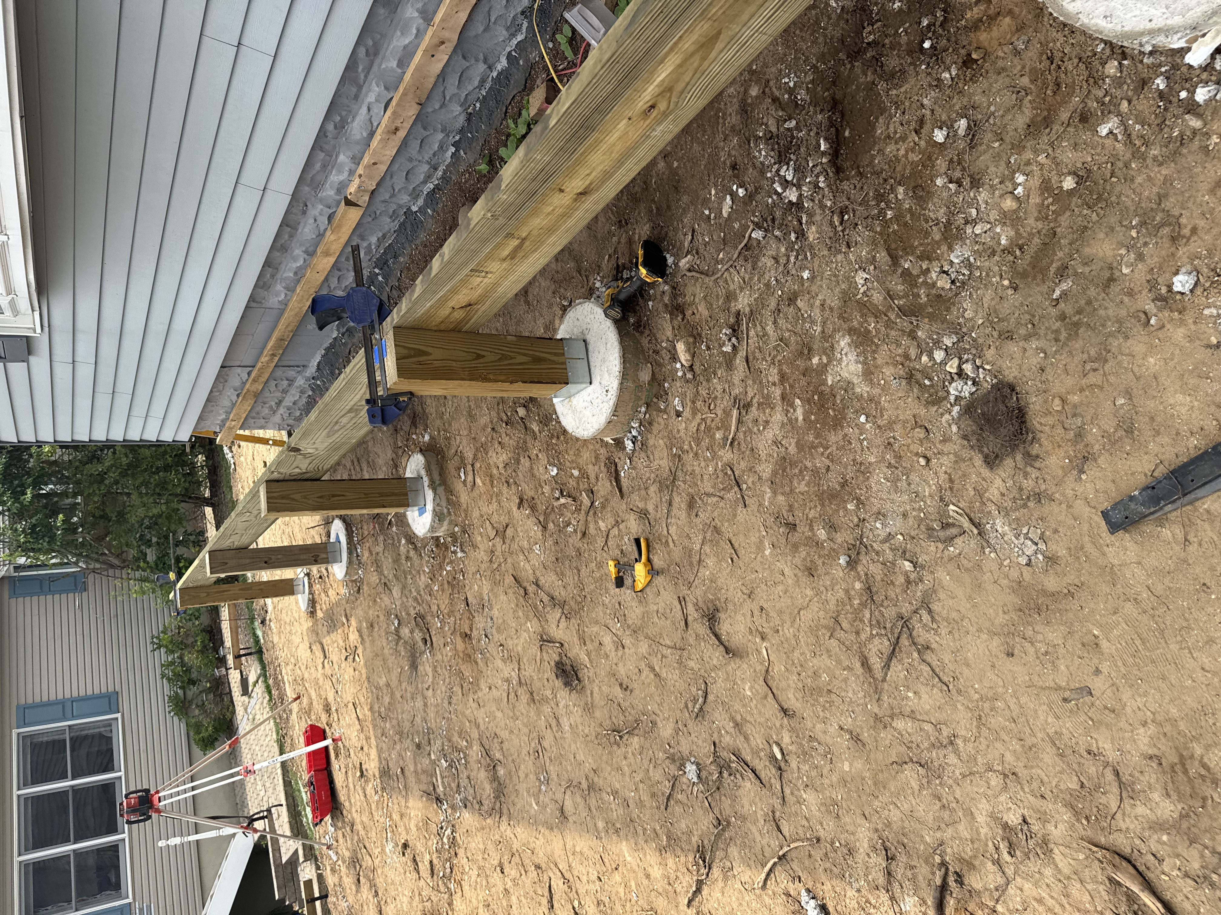 Patio with pergola and string lights