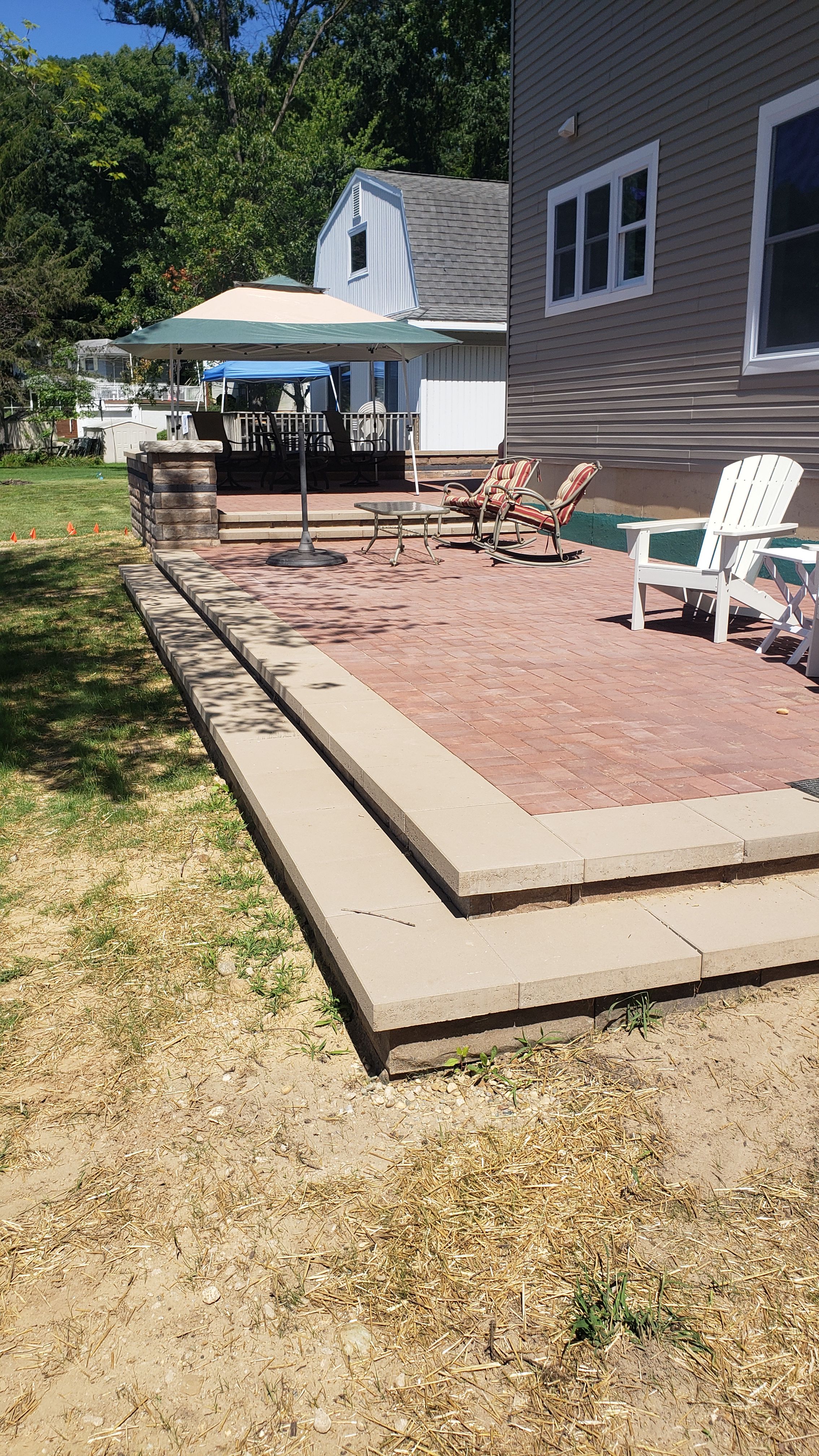Stone steps leading to patio